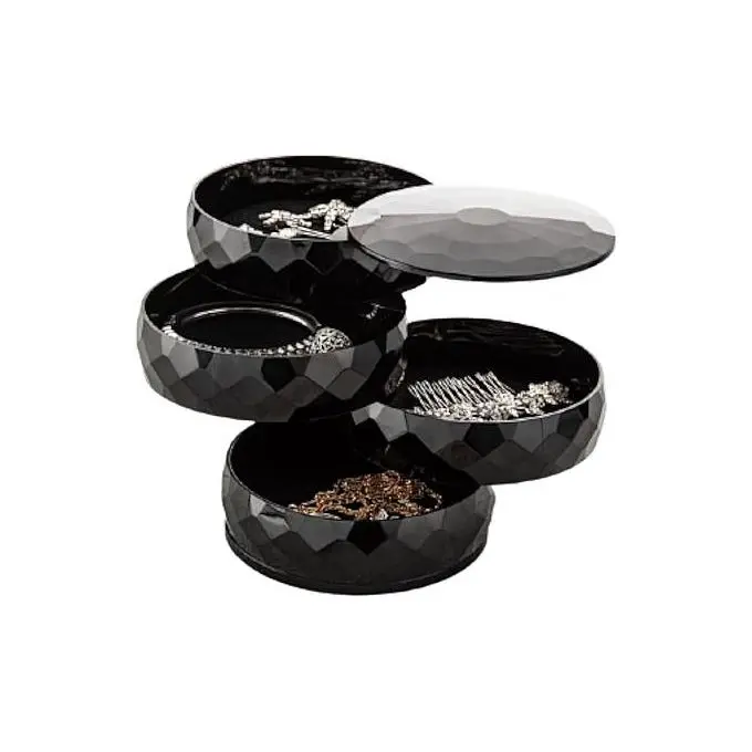 Boîte de rangement des bijoux rotatif à 360 degrés - Noir