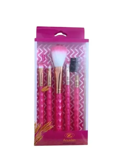 Set de 5 Pinceaux de Maquillage - Manche Rose Texturé