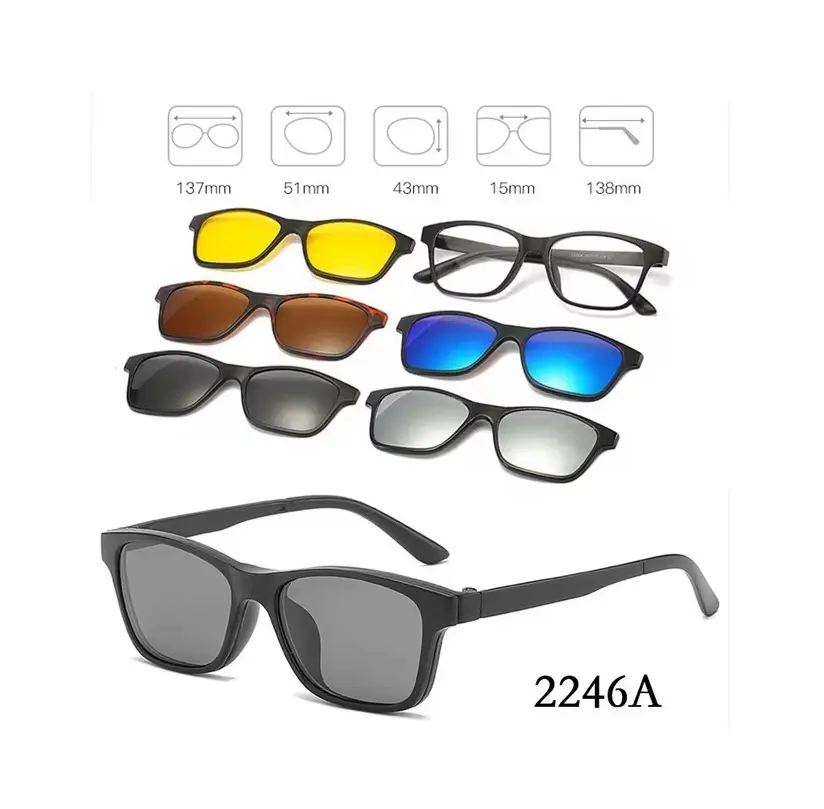 Lunettes 6 En 1 – Monture et 5 Appliques Polarisées Réf 2246A