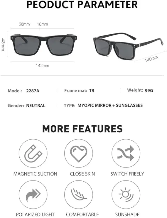 Lunettes Optique - Soleil - Polariser - Monture + 3 Appliques - 2287A