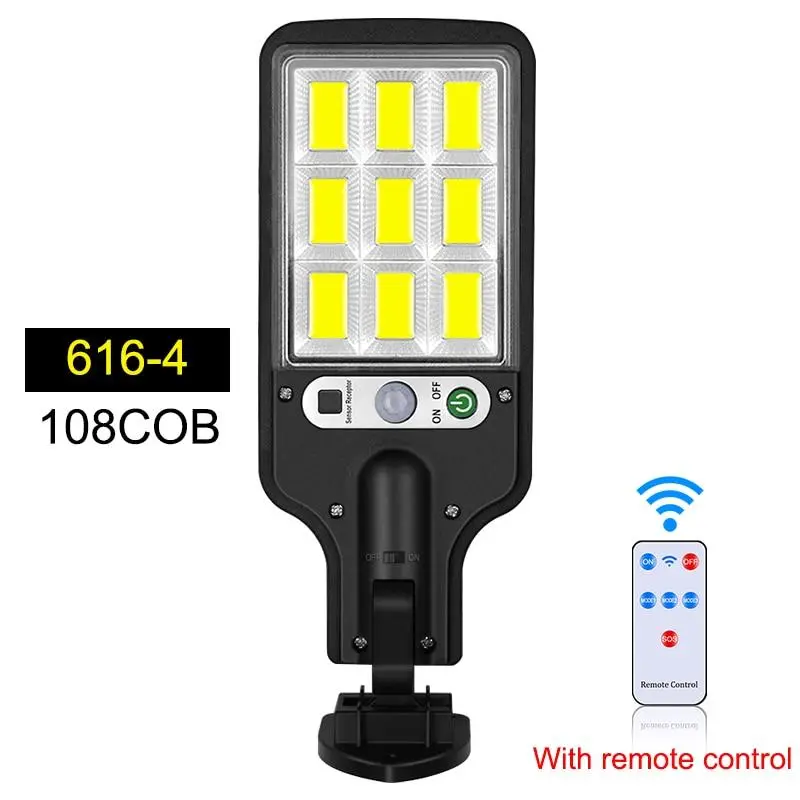 Lampe solaire d’extérieur COB/LED – étanche, avec capteur de mouvement – Télécommande