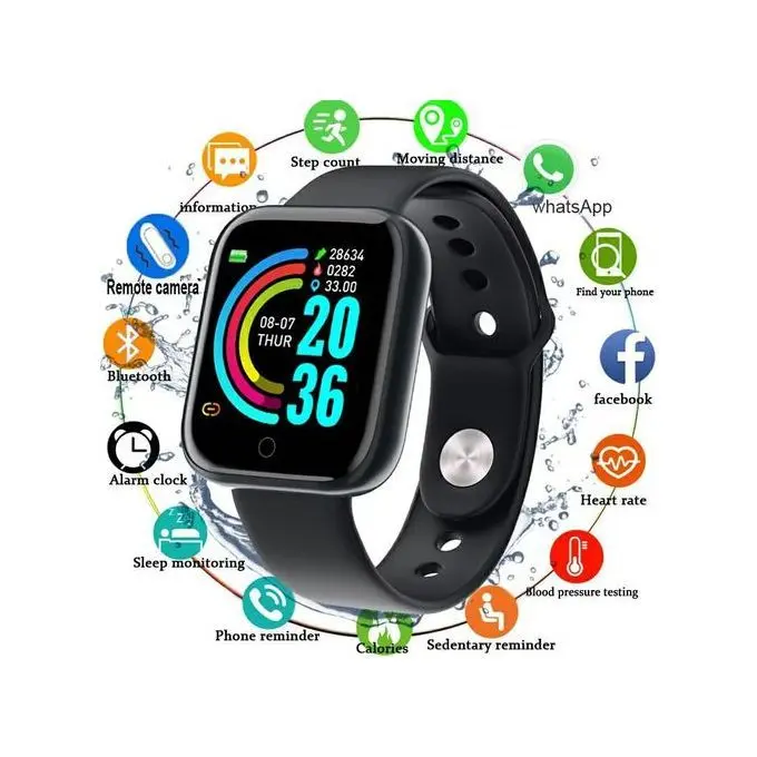 Smart watch - Noir - Bracelet de fitness - D20