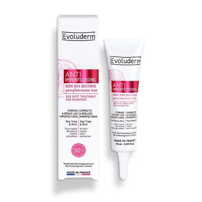 EVOLUDERM Soin Boutons Anti Imperfections Pamplemousse Rose Avec Zinc 15 ml