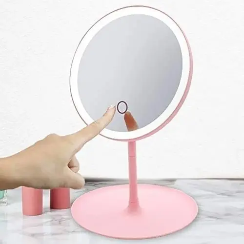 Miroir De Maquillage Tactile avec Lumière 3 Couleurs Rechargeable