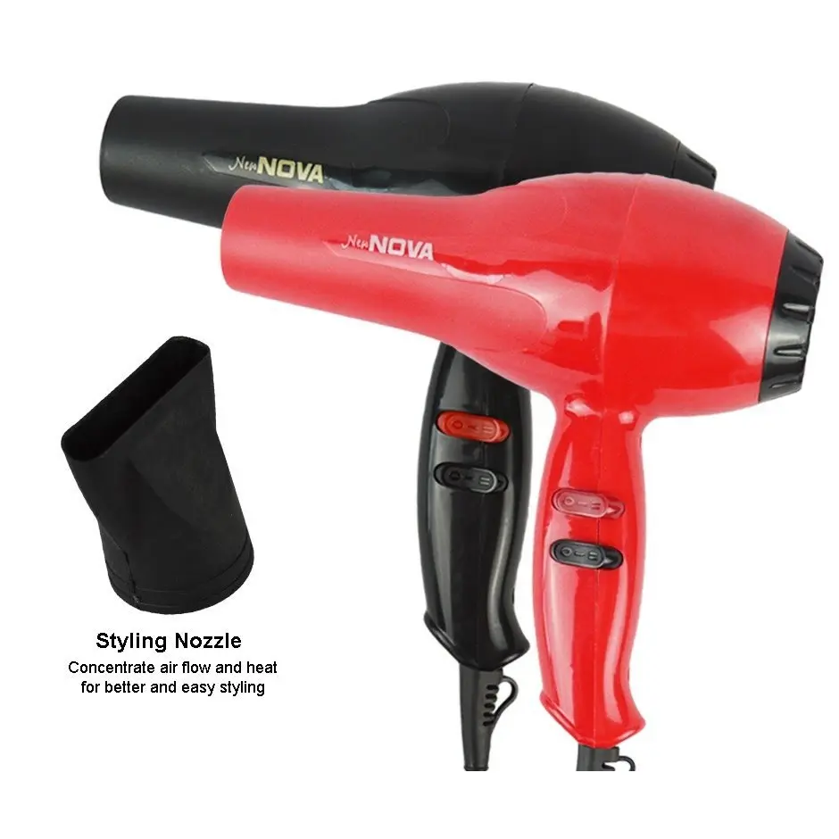 Sèche-cheveux professionnel - En plastique - Rouge & Noir - Nova NV-6130