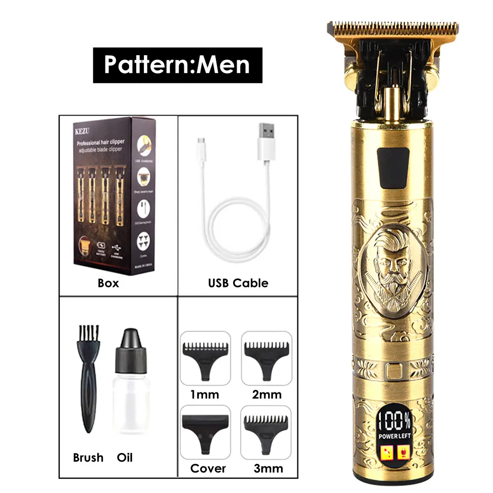 Tondeuse à cheveux électrique USB pour hommes - Rasoir rechargeable LCD