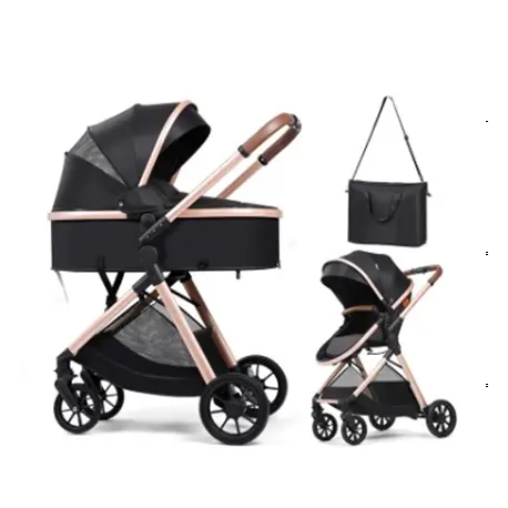 Poussette Landeau - 2 en 1 - Avec Sac Maman - Noir