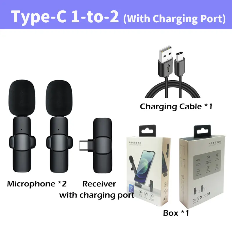 Mini microphone Lavalier sans fil K9 pour téléphone - Vidéo en direct - Enregistrement Vzon Video - téléchargements