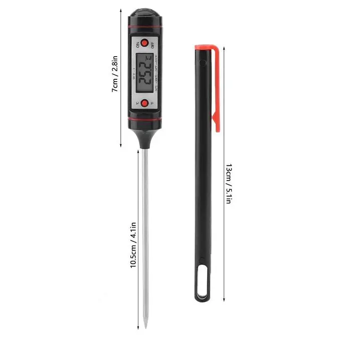Thermomètre avec couvercle alimentaire de cuisson – Noir