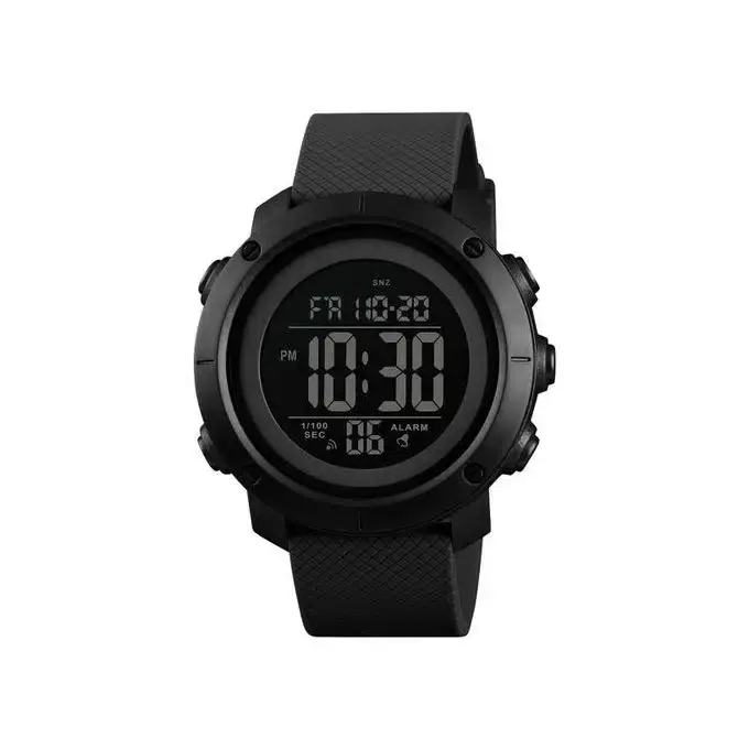 Montre Homme - Multifonction - Sport - REF 1426 - Étanche - Bracelet Silicone - Noir