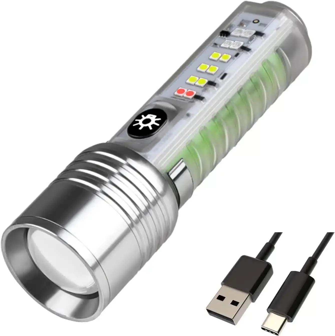Lampe de poche rechargeable haute luminosité tactique puissante,8 modes, zoomable, étanche