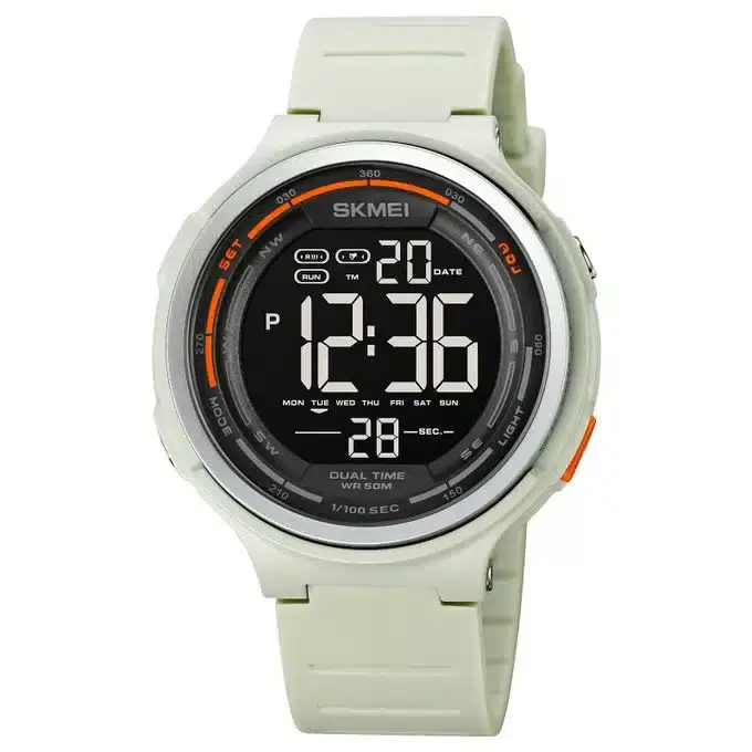 Montre Homme - Numérique - Étanche 5Atm - Multifonction Ref 1841 - Blanc Gris