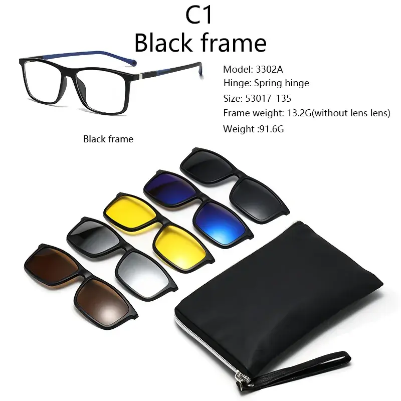 Lunettes 6 En 1 – Monture et 5 Appliques Polarisées Réf 3302A