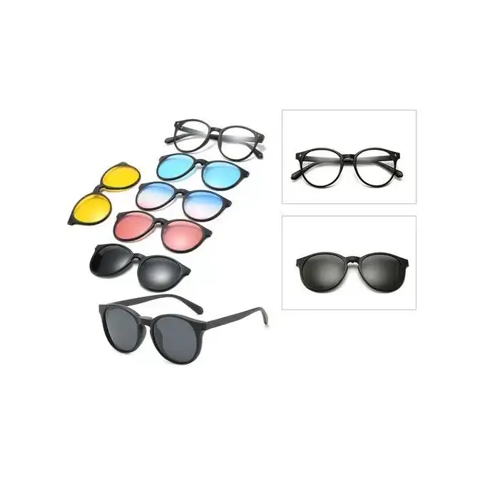 Pack Lunettes Unisexe - 6 En 1 - Monture + 5 Appliques Polarisées - REF 2231A