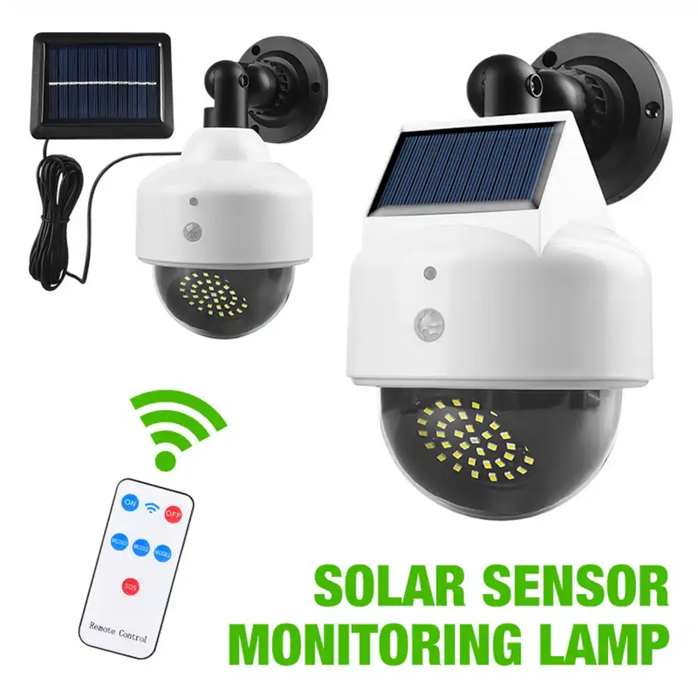 Lampe de surveillance solaire 40 + 1led pour jardin, 3 Modes, fausse caméra, capteur d’induction, projecteur étanche pour cour extérieure