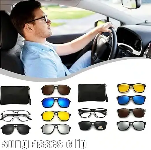 Lunettes de soleil à clipser polarisées magnétiques pour femmes et hommes, monture en plastique pour la conduite de nuit, lunettes de soleil UV400, 6 pièces REF 2333A